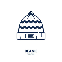 Beanie icon. hat, winter, warm, knit, wool, clothing, accessory, cozy, fashion, cold. Vector Icon Illustration © Mol Media