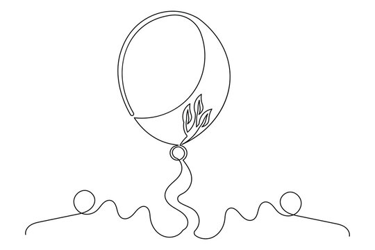 ingle line art illustration of classic balloon isolated outline