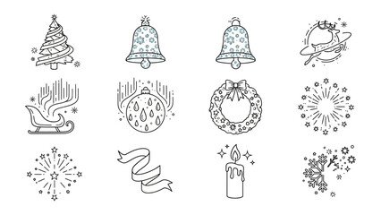 Festive Symbols: A collection of delightful illustrated Christmas icons, each capturing the spirit of the season