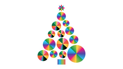 Festive Circles: A modern Christmas tree composed of colorful, concentric circles. A vibrant and contemporary design for the holiday season.