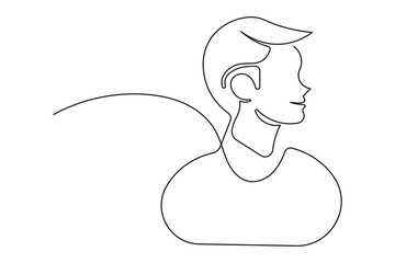 Single line art illustration of classic user profile isolated outline