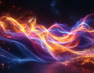Obraz premium Abstract waves of light and color against a starry night background
