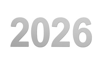 Year 2026 gray number transparent background