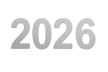 Year 2026 gray number transparent background