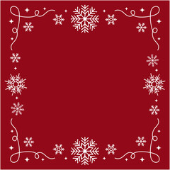 キラキラと雪の結晶のレトロなデコレーションフレーム 背景