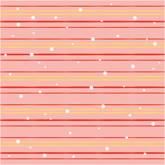 かわいいピンクと赤のボーダー柄と白いドットの背景