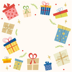 クリスマスのかわいいギフトボックスのフレーム