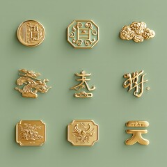 Cultural event gold emblems display art exhibition studio setting creative showcase