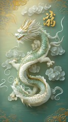 Majestic dragon artwork cultural heritage digital illustration ethereal environment side view mythical concept