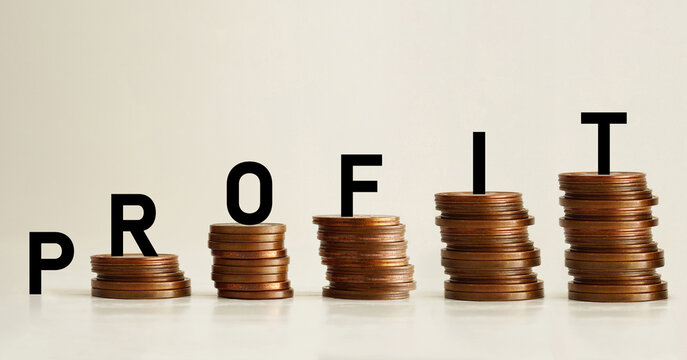 Profit Growth Concept with Rising Stocks of Coins and Increasing Financial Indicators