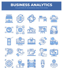 Collection of Business Analytics Icons. Data Analysis. Financial Reports. Market Research. and More
