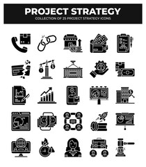 Project Strategy Icons: 25 Essential Icons for Business Planning