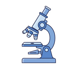 Illustration of a light blue microscope for scientific research and analysis