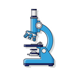 Illustration of a stylized blue microscope equipment for scientific exploration and laboratory