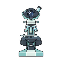 Illustration of a precision laboratory microscope for scientific research and medical exploration