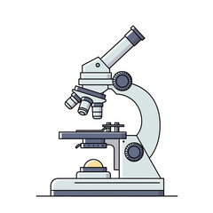 A detailed illustration of a laboratory microscope for scientific analysis and study