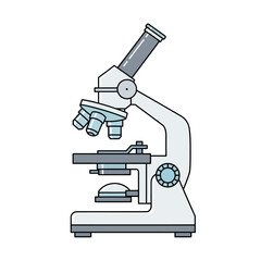 Stylized illustration of a microscope scientific exploration laboratory equipment educational tool