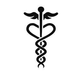 medical snake health symbol. Medical snakes wings wand as medicine system and health care concept. Medical symbol icon