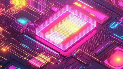 Vibrant digital icons and data processing display over a futuristic computer surface, digital icons and data processing over computer servers - Powered by Adobe