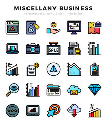 Miscellany Business Icons Pack. Lineal Color icons set. Lineal Color icon collection set.