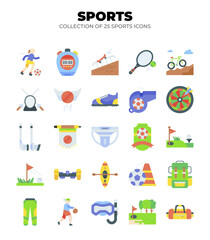 Collection of 25 Sport Icons. Flat Design