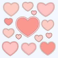 Pastel Pink Hearts Pattern Background. Cute Graphic Design for Love, Romance, and Valentine's Day with Outlined Shapes.