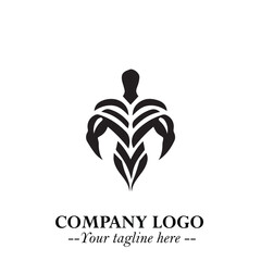 Man With Muscle Logo Symbol in Black on White Background for Strong Bold Fitness Branding Design Art