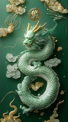 Mythical dragon artwork traditional asian style digital art fantasy environment close-up view cultural significance