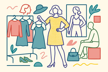 Obraz premium Fashionable Retail Shop Display Vector Design