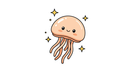 Cartoon jellyfish illustration with a smiling face and surrounding stars