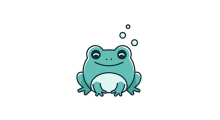 Cartoon frog illustration with bubbles isolated on white background