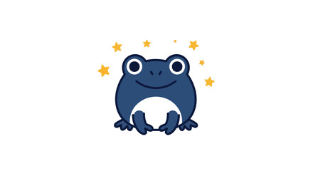 Cartoon frog illustration with star accents on white background