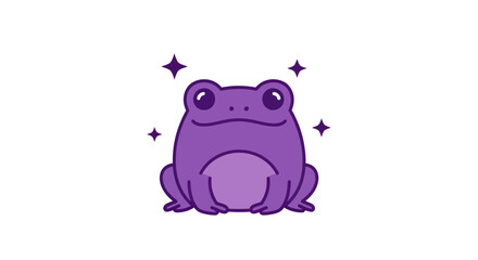 Cartoon frog illustration with sparkling stars on white background