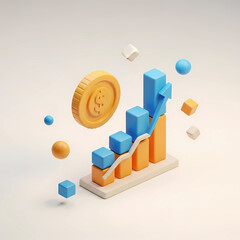 Showcase financial success with this vibrant chart, symbolizing growth and investment. Ideal for presentations, reports, and marketing materials that need a positive, modern visual.