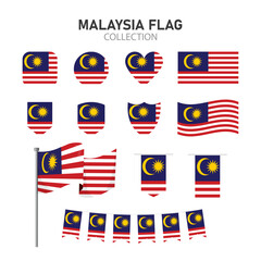 Set of malaysia flag icon vector, collection of malaysia national