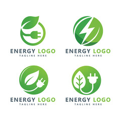 Eco energy with leaf vector logo template