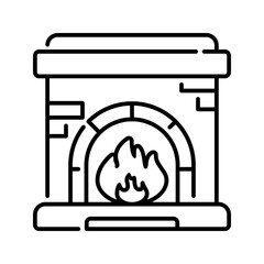 Fireplace icon. fire, warm, winter, cozy, heat, home, chimney, flame, comfort, interior. Vector Icon Illustration