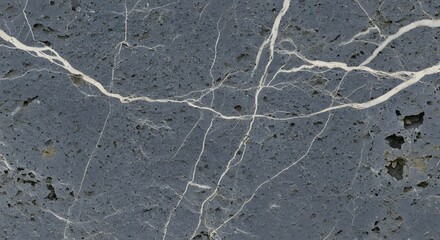 Dark grey natural stone surface with intricate white veins and textured details background