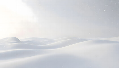 Obraz premium Minimalist Abstract Winter Landscape of Smooth Snow Dunes and Falling Snow