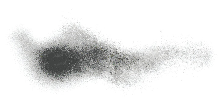 Abstract dark grey spray paint texture on clean white background element