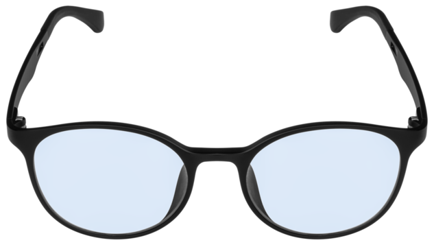 Black glasses with blue lens