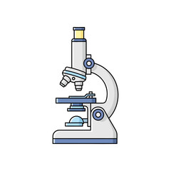 Stylized microscope illustration conveying scientific research and analysis in laboratory