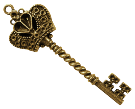 Retro golden heart shaped key