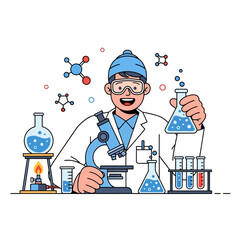 Scientific exploration: A young researcher conducting experiments in a lab setting with equipment