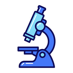 Stylized blue microscope illustration with scientific exploration depiction tool of learning