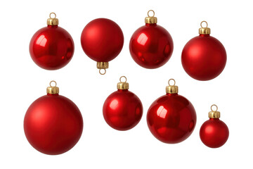 Red christmas baubles hanging festive holiday decoration