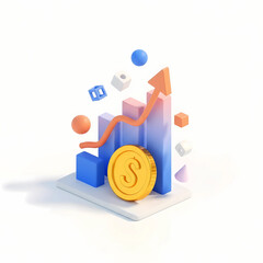 Dynamic financial growth chart inspires confidence. A visual story of success, ideal for presentations and investment strategies. Vibrant, modern, and commercially appealing.