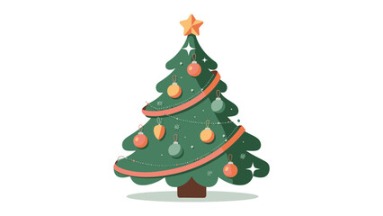 Festive Tree: A decorated evergreen tree, adorned with ornaments and a star, stands as a symbol of holiday cheer and festive celebration.