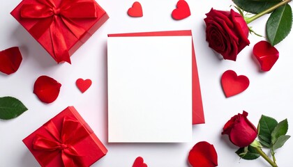 Beautiful red roses and gift boxes symbolize romance, love and celebration of Valentine's Day