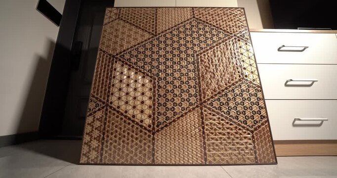 Traditional Bamboo Woven Room Divider with Geometric Patterns